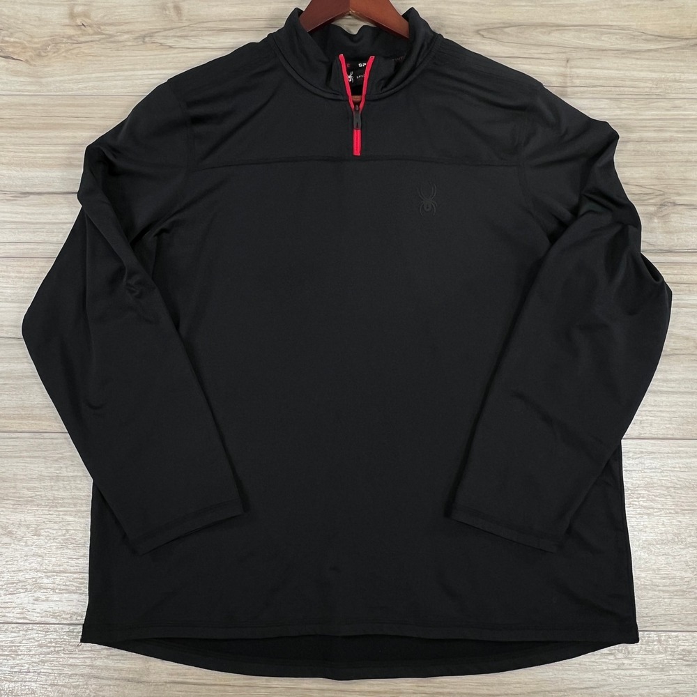 Spyder ProWeb Mens Black 1/4 Zip Active Pullover Long Sleeve Shirt Large